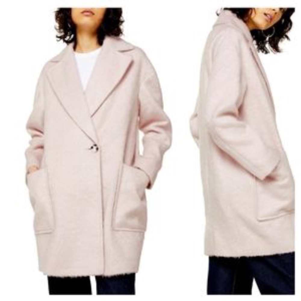 NWT TOPSHOP Carly Long Coat in Pink